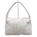 Chanel CC Logo Jumbo CC Caviar Leather Shoulder Bag White