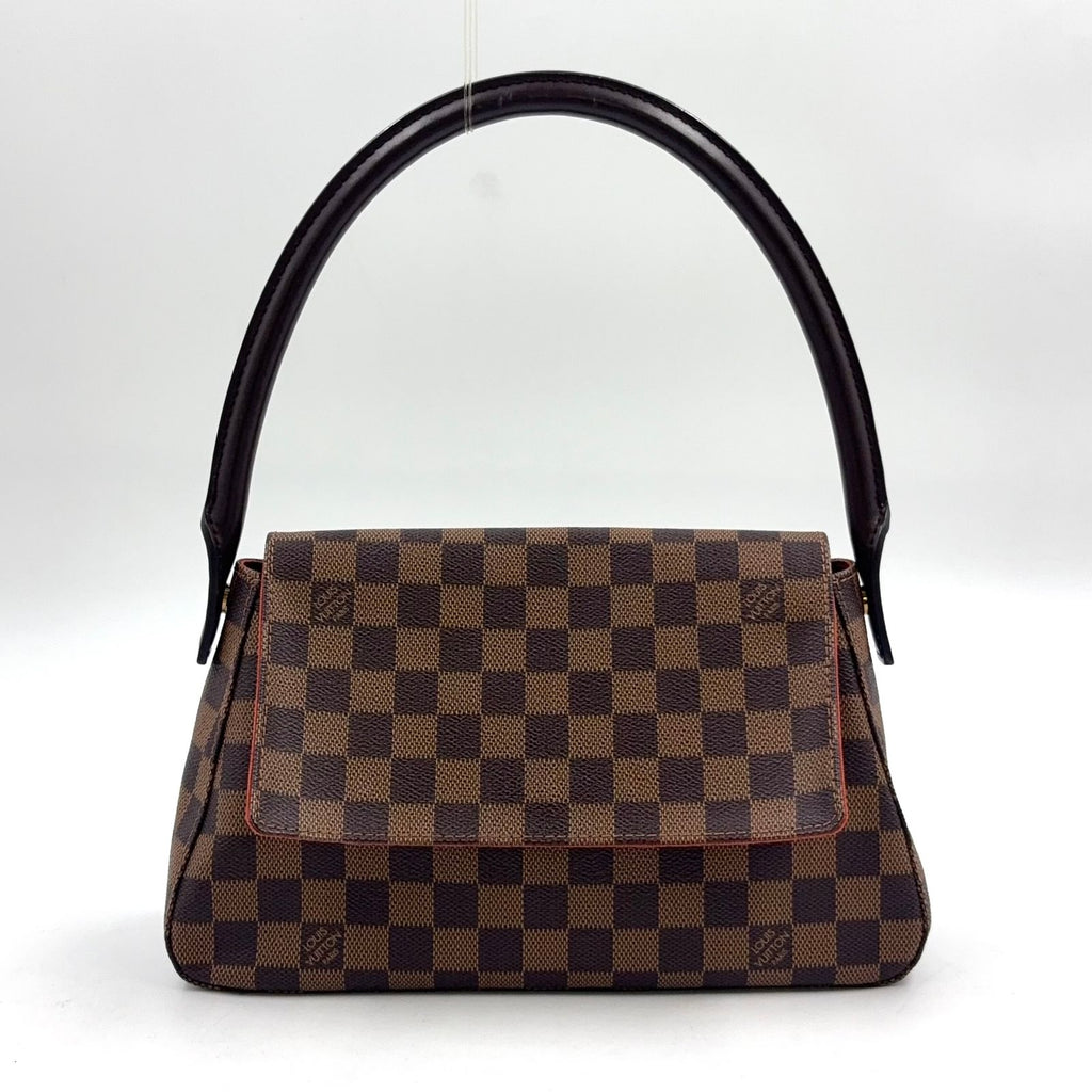 Louis Vuitton Mini Looping Damier Ebene Leather Brown Handbag Gold