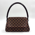 Louis Vuitton Mini Looping Damier Ebene Leather Brown Handbag Gold