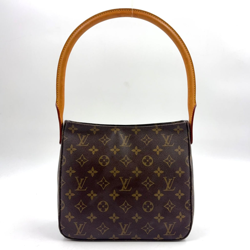 Louis Vuitton Looping MM Monogram Leather Brown Light Handbag Gold