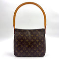 Louis Vuitton Looping MM Monogram Leather Brown Light Handbag Gold