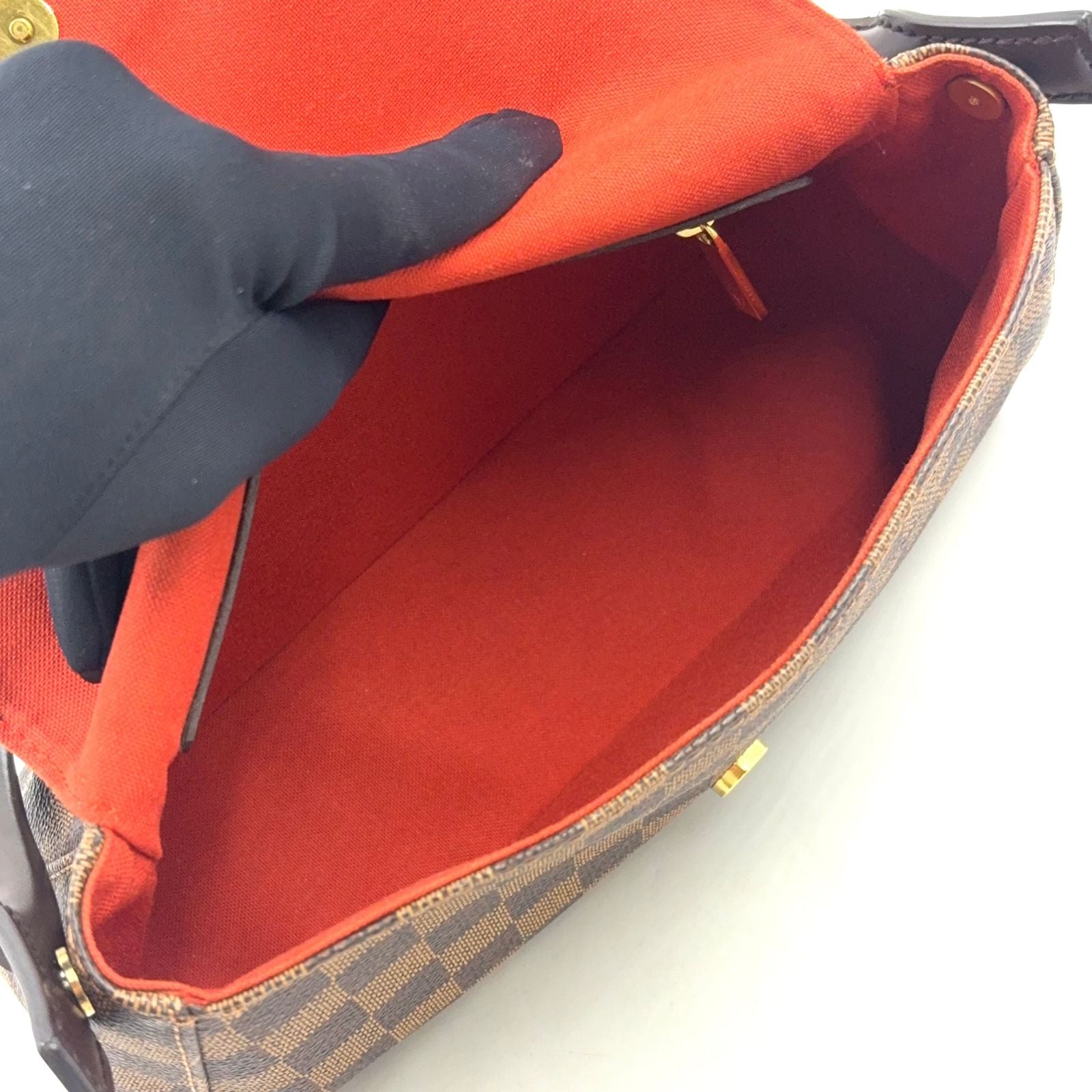 Louis Vuitton Mini Looping Damier Ebene Leather Brown Handbag Gold — view 3