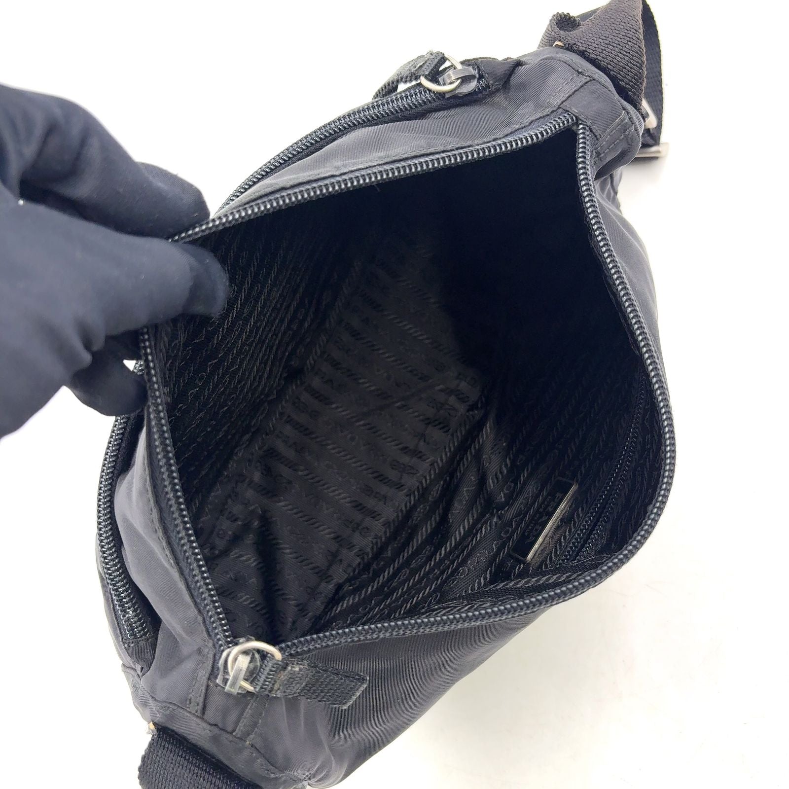 Prada Nylon Black Shoulder Bag Silver — view 3