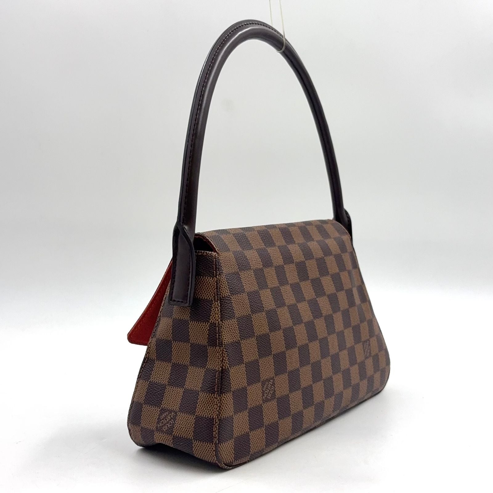 Louis Vuitton Mini Looping Damier Ebene Leather Brown Handbag Gold — view 2