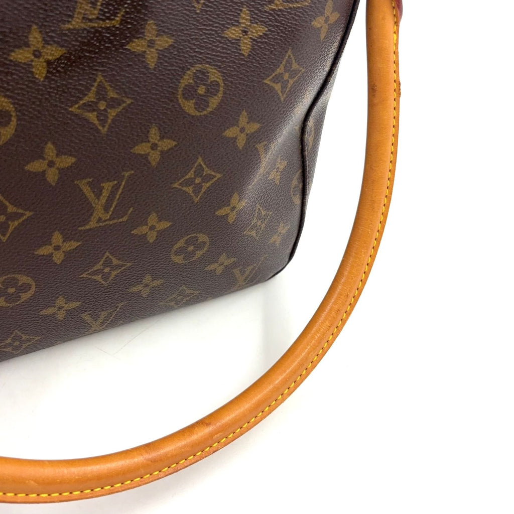 Louis Vuitton Looping MM Monogram Leather Brown Light Handbag Gold — view 6