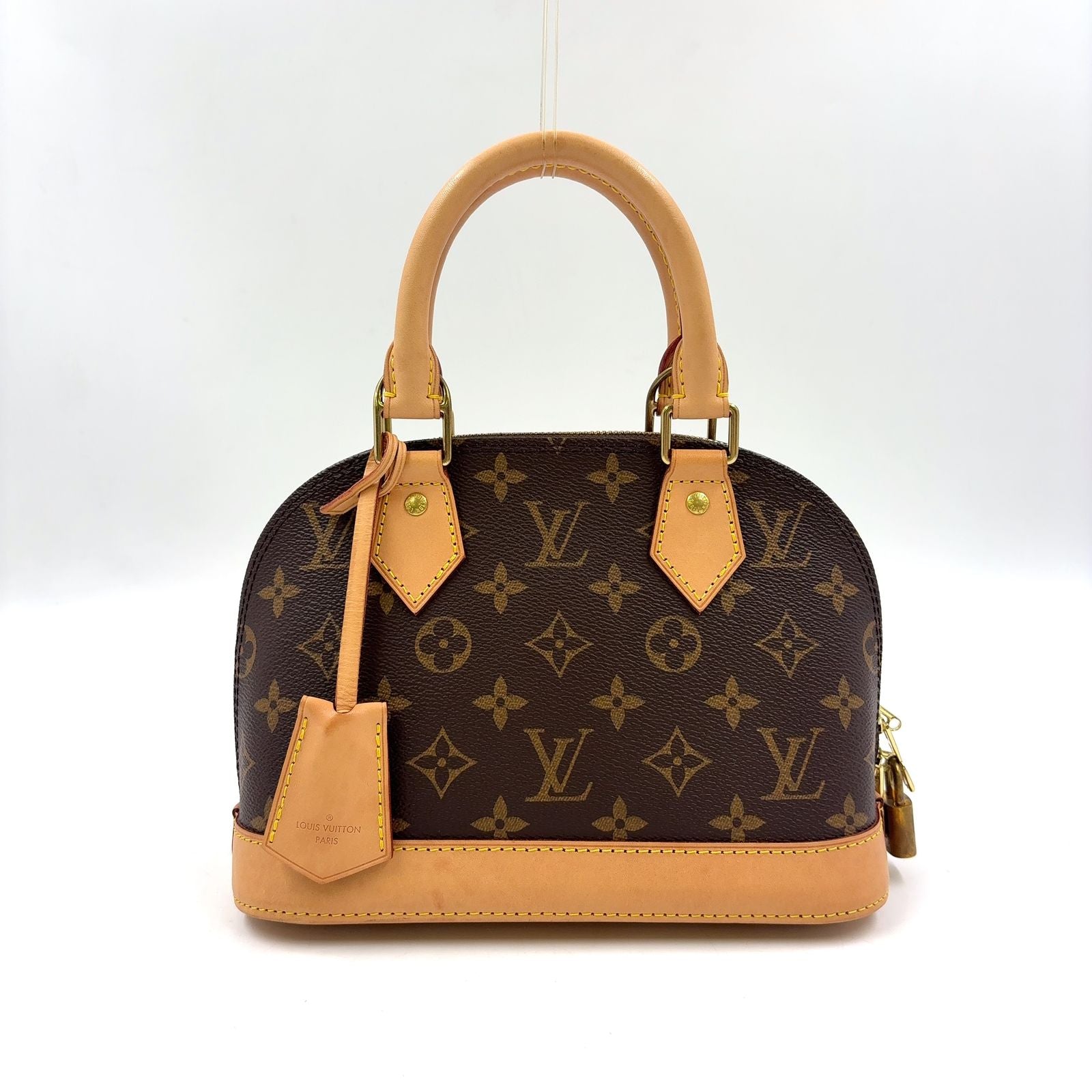 Louis Vuitton Alma BB Monogram 2-Way Leather Brown Light Handbag Gold