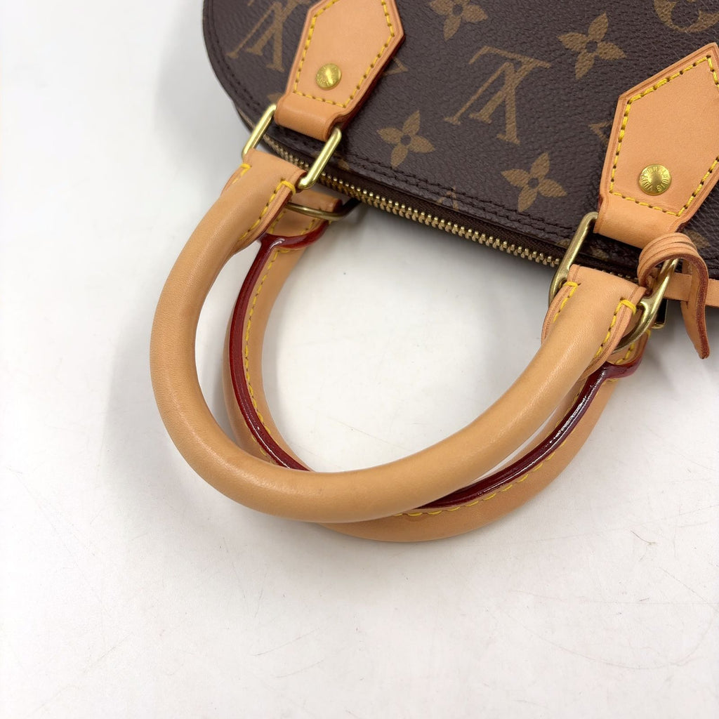 Louis Vuitton Alma BB Monogram 2-Way Leather Brown Light Handbag Gold — view 6