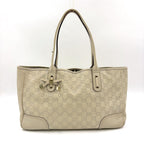 Gucci Princy Sherry Line Leather Ivory Tote Bag Silver