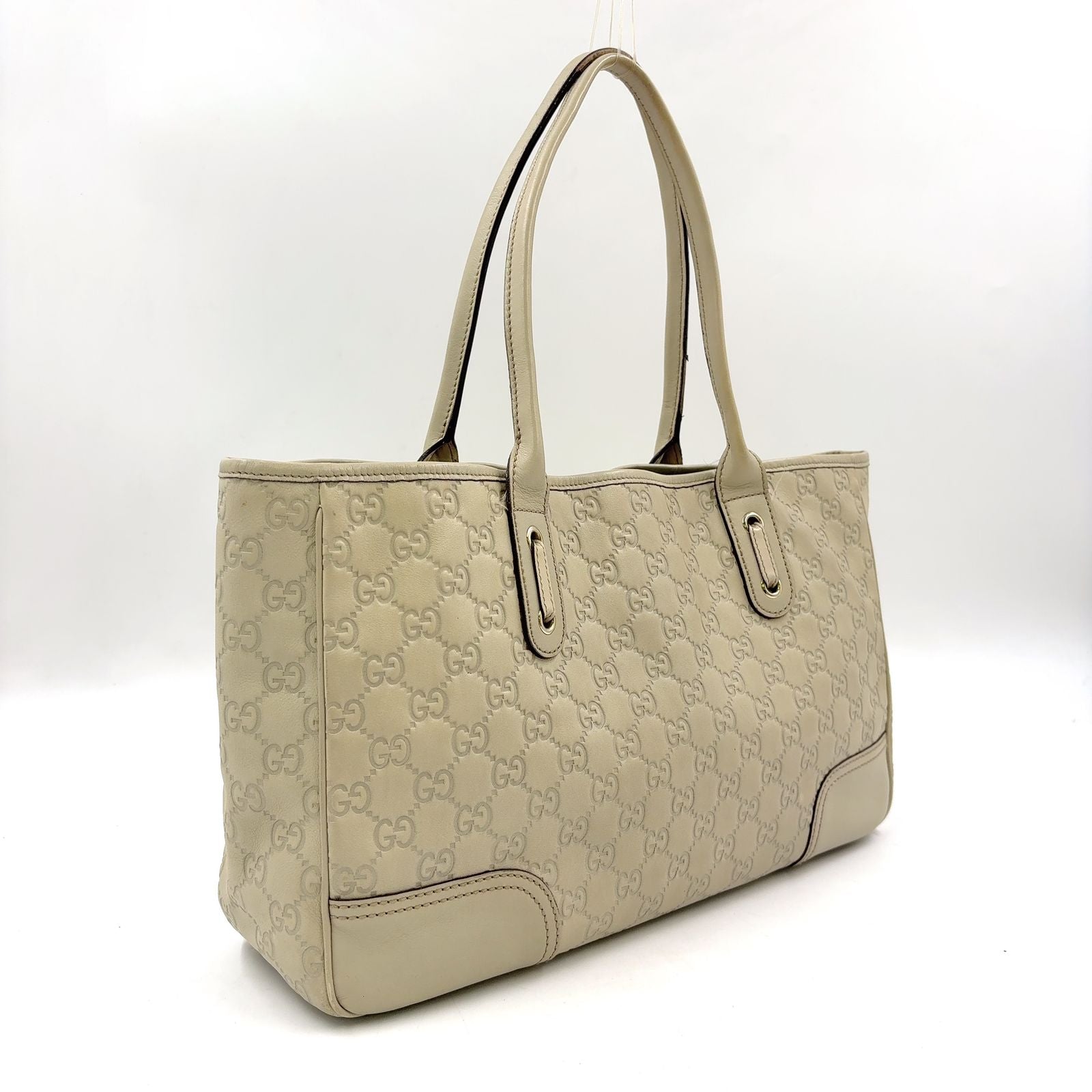 Gucci Princy Sherry Line Leather Ivory Tote Bag Silver — view 2