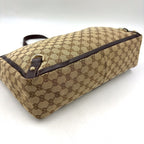 Gucci Abbey Leather Canvas Dark Brown Beige Tote Bag Gold — view 8