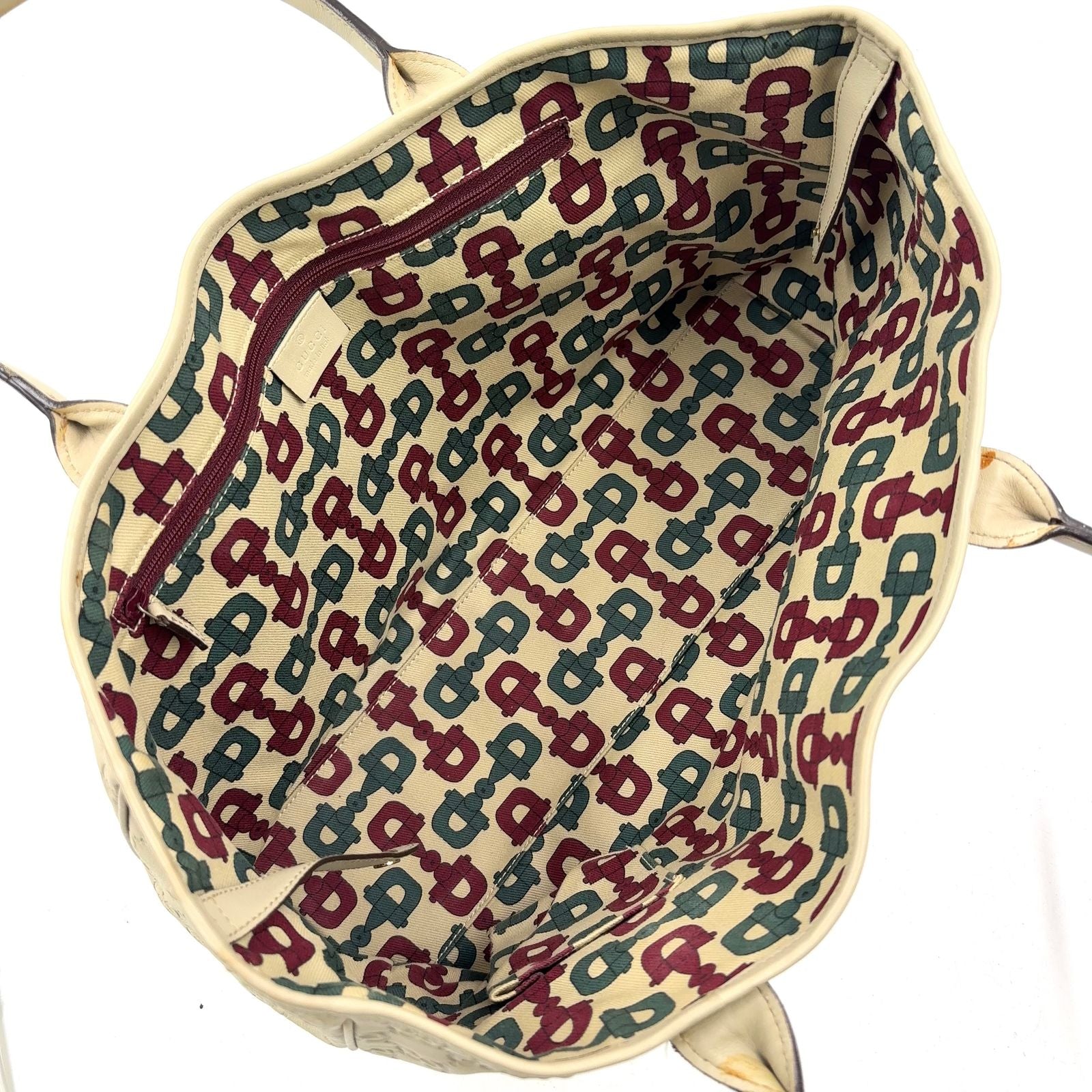 Gucci Princy Sherry Line Leather Ivory Tote Bag Silver — view 3