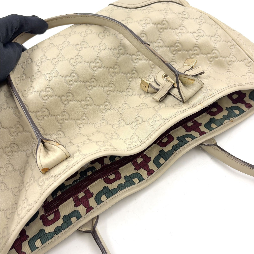 Gucci Princy Sherry Line Leather Ivory Tote Bag Silver — view 7