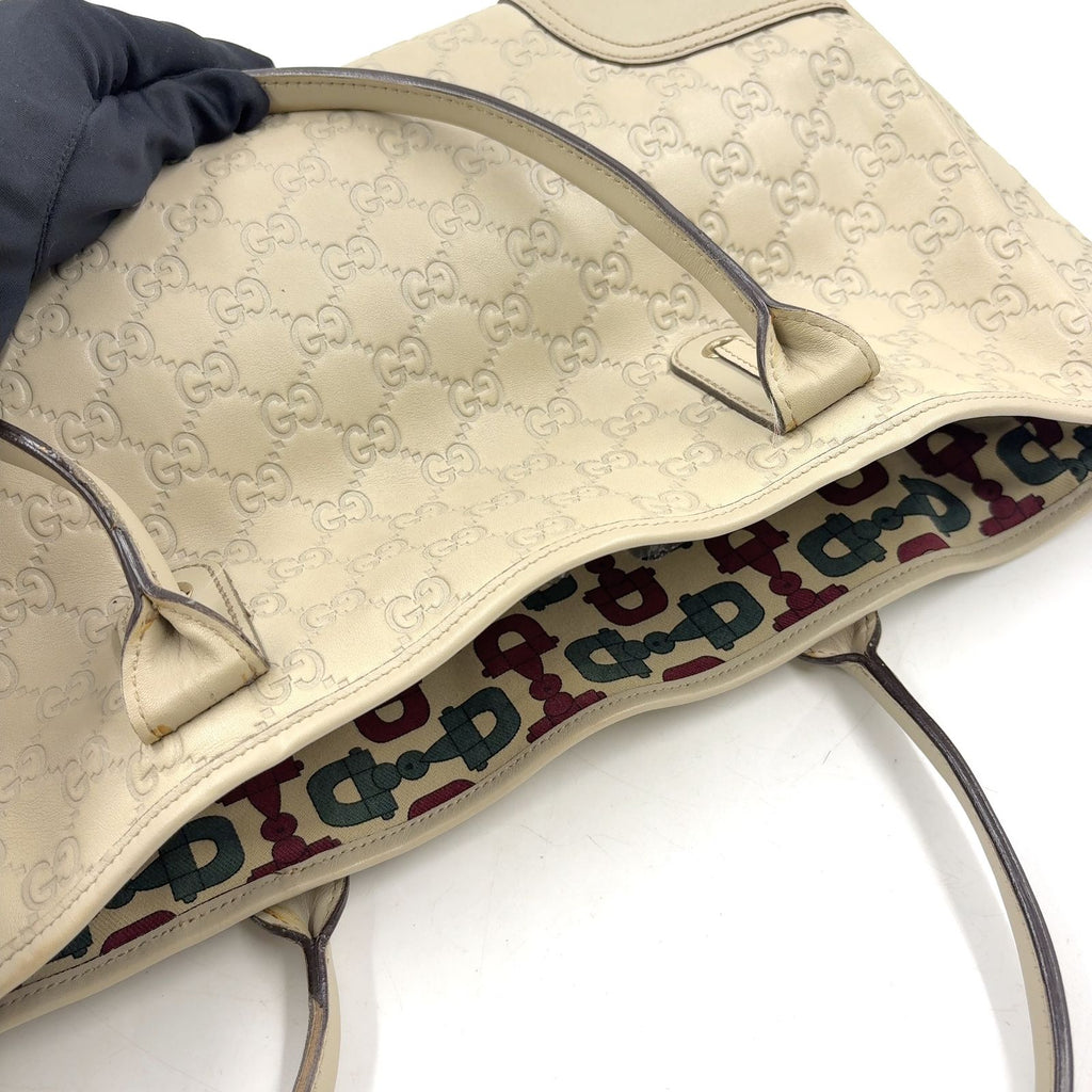 Gucci Princy Sherry Line Leather Ivory Tote Bag Silver — view 8