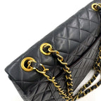 Chanel Maxi Quilted 34 Lambskin Black Chain Shoulder Bag Gold — view 8