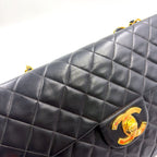 Chanel Maxi Quilted 34 Lambskin Black Chain Shoulder Bag Gold — view 7