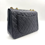 Chanel Maxi Quilted 34 Lambskin Black Chain Shoulder Bag Gold — view 2