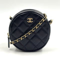 Chanel Classic Round Chain Lambskin Black Shoulder Bag Gold
