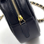 Chanel Classic Round Chain Lambskin Black Shoulder Bag Gold — view 8