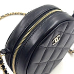 Chanel Classic Round Chain Lambskin Black Shoulder Bag Gold — view 7
