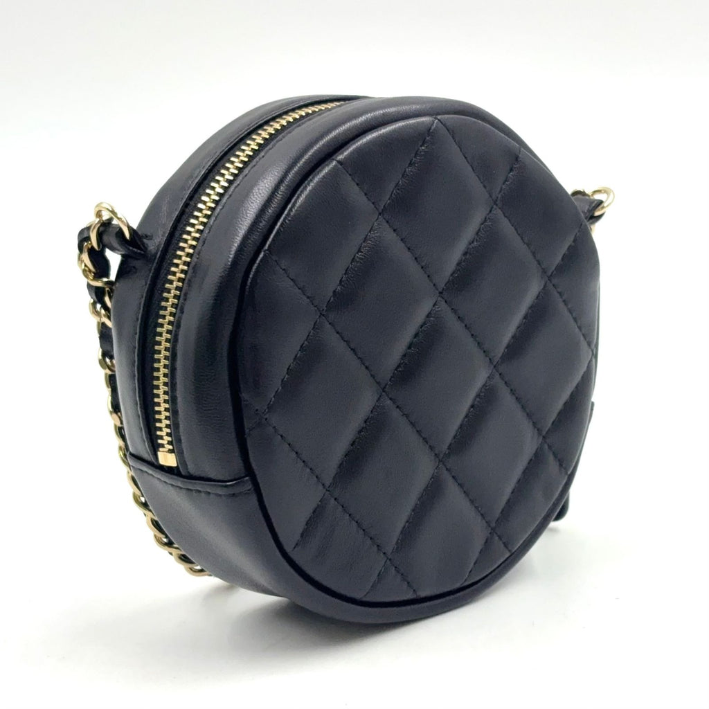 Chanel Classic Round Chain Lambskin Black Shoulder Bag Gold — view 2