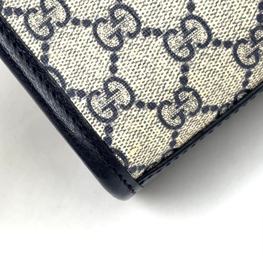 Gucci Interlocking 2-Way Leather Navy Beige Handbag Silver — view 7