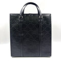 Gucci GG Embossed Calfskin Black Tote Bag Silver