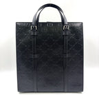 Gucci GG Embossed Calfskin Black Tote Bag Silver