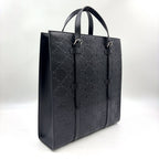 Gucci GG Embossed Calfskin Black Tote Bag Silver — view 2