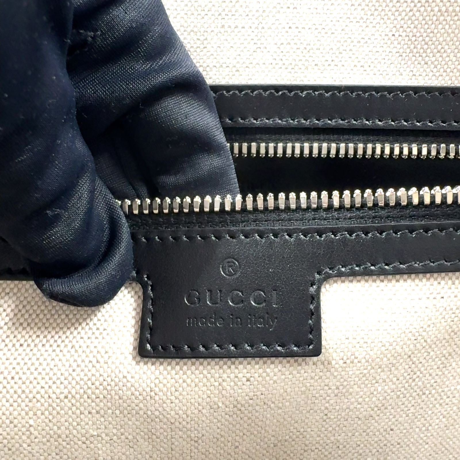 Gucci GG Embossed Calfskin Black Tote Bag Silver — view 4