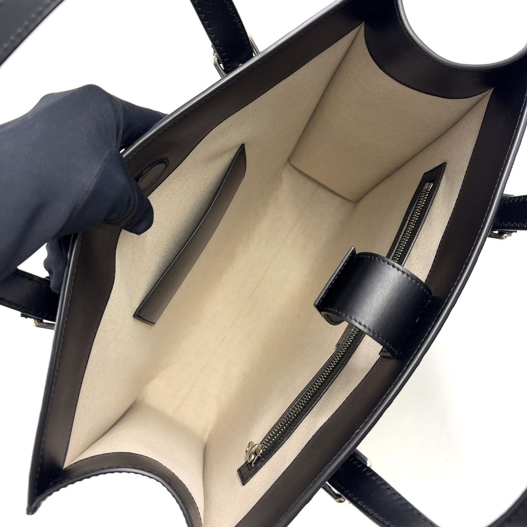Gucci GG Embossed Calfskin Black Tote Bag Silver — view 3