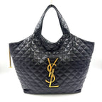 Saint Laurent Paris Icare Maxi Lambskin Black Tote Bag Gold