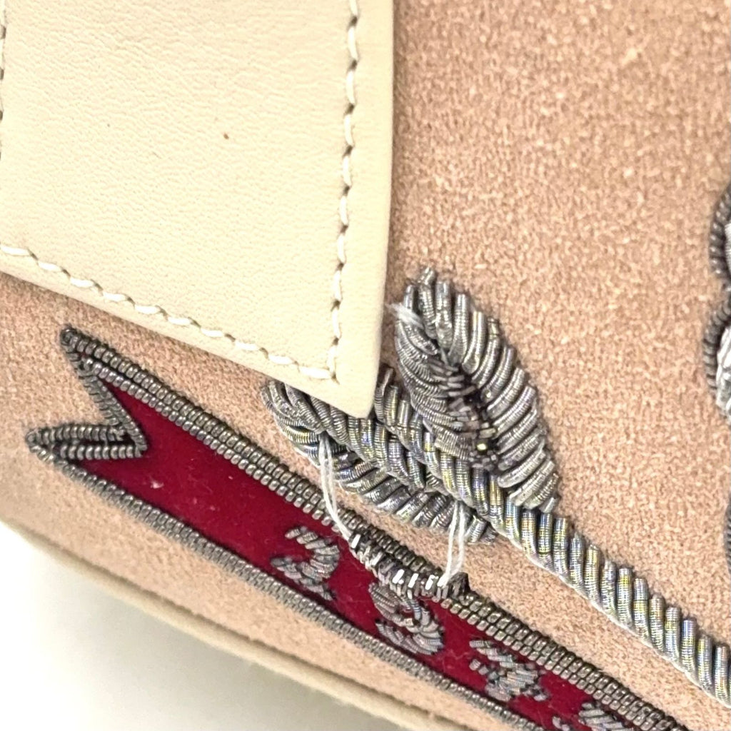 Loewe Amazona Embroidered Leather Suede White Light Pink Handbag Silver — view 5