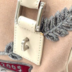 Loewe Amazona Embroidered Leather Suede White Light Pink Handbag Silver — view 8