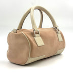 Loewe Amazona Embroidered Leather Suede White Light Pink Handbag Silver — view 2