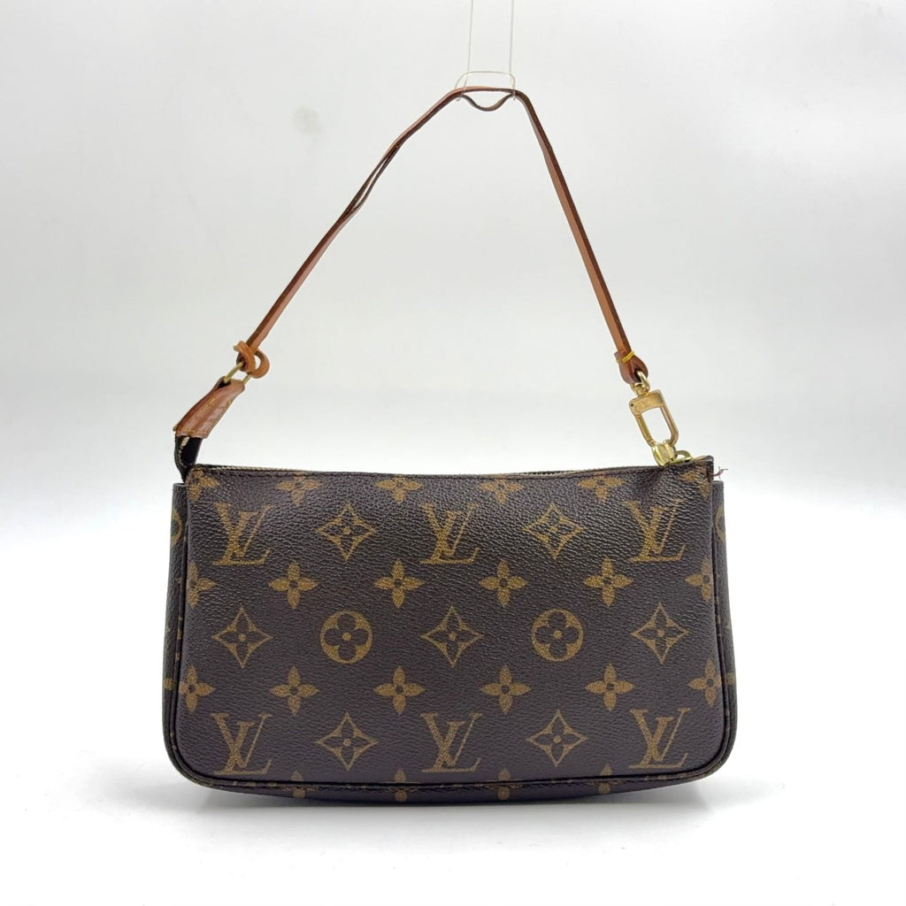 Louis Vuitton Pochette Soir Monogram Leather Brown Light Handbag Gold