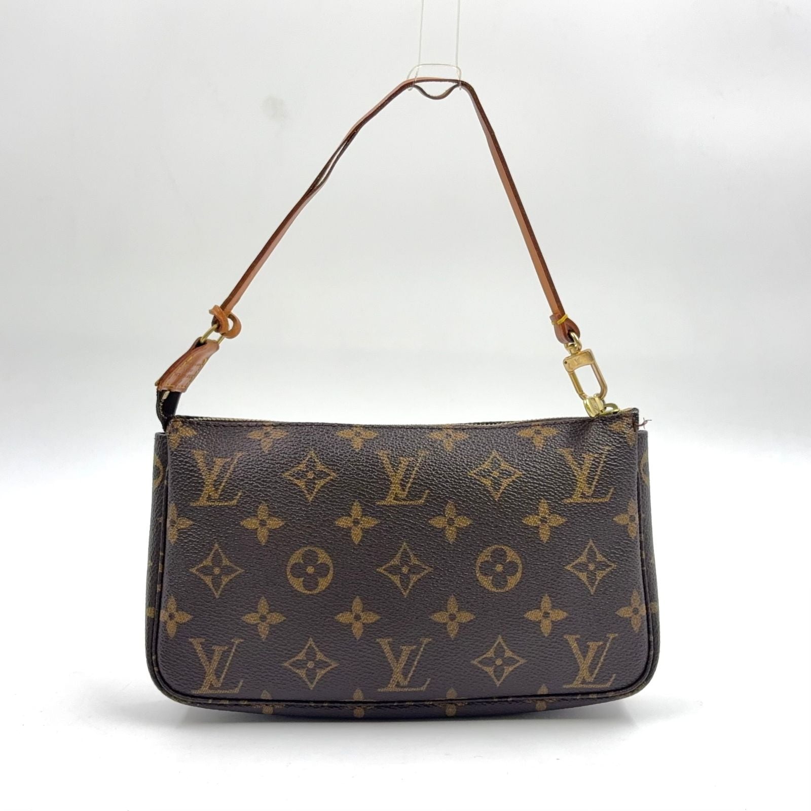 Louis Vuitton Pochette Soir Monogram Leather Brown Light Handbag Gold