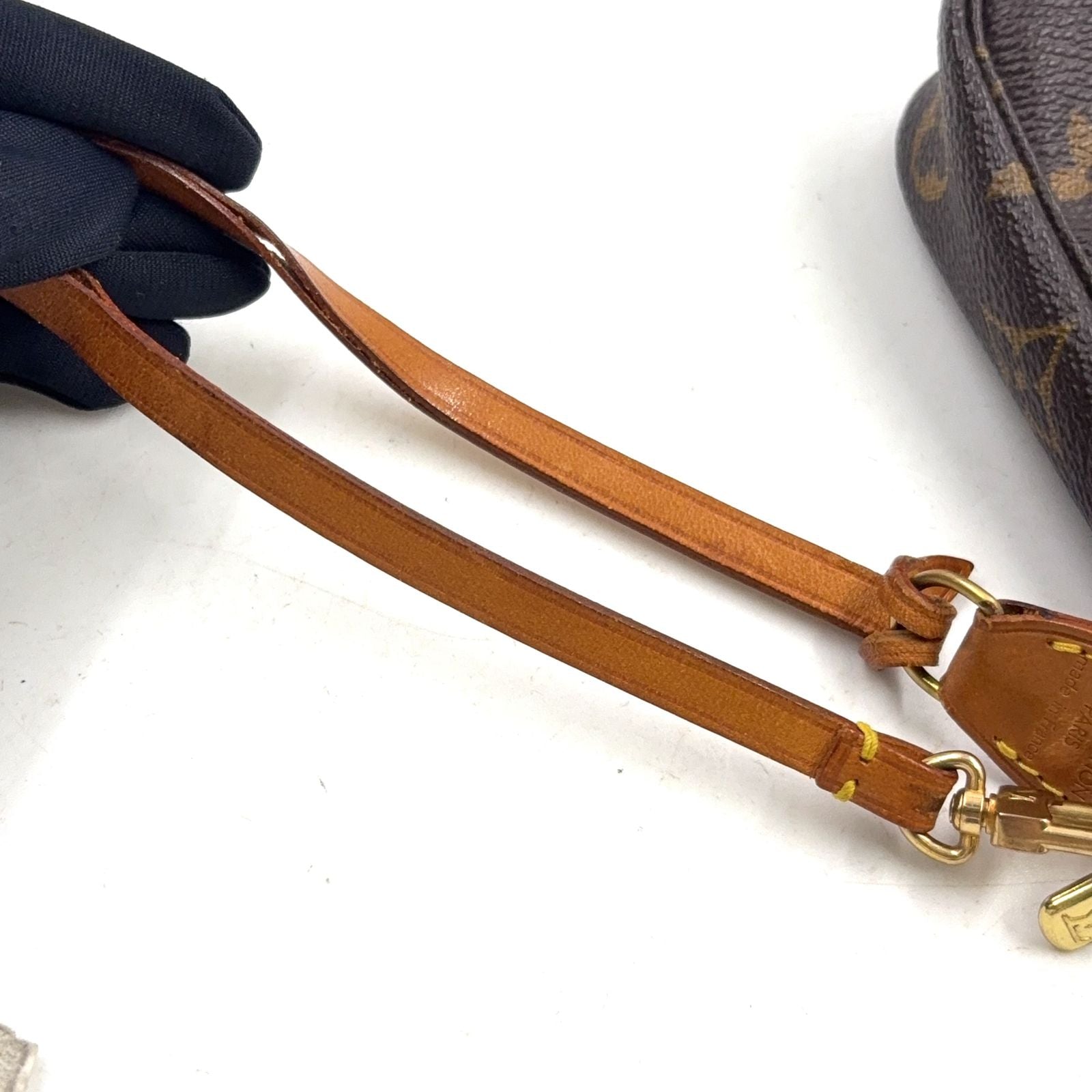 Louis Vuitton Pochette Soir Monogram Leather Brown Light Handbag Gold — view 6