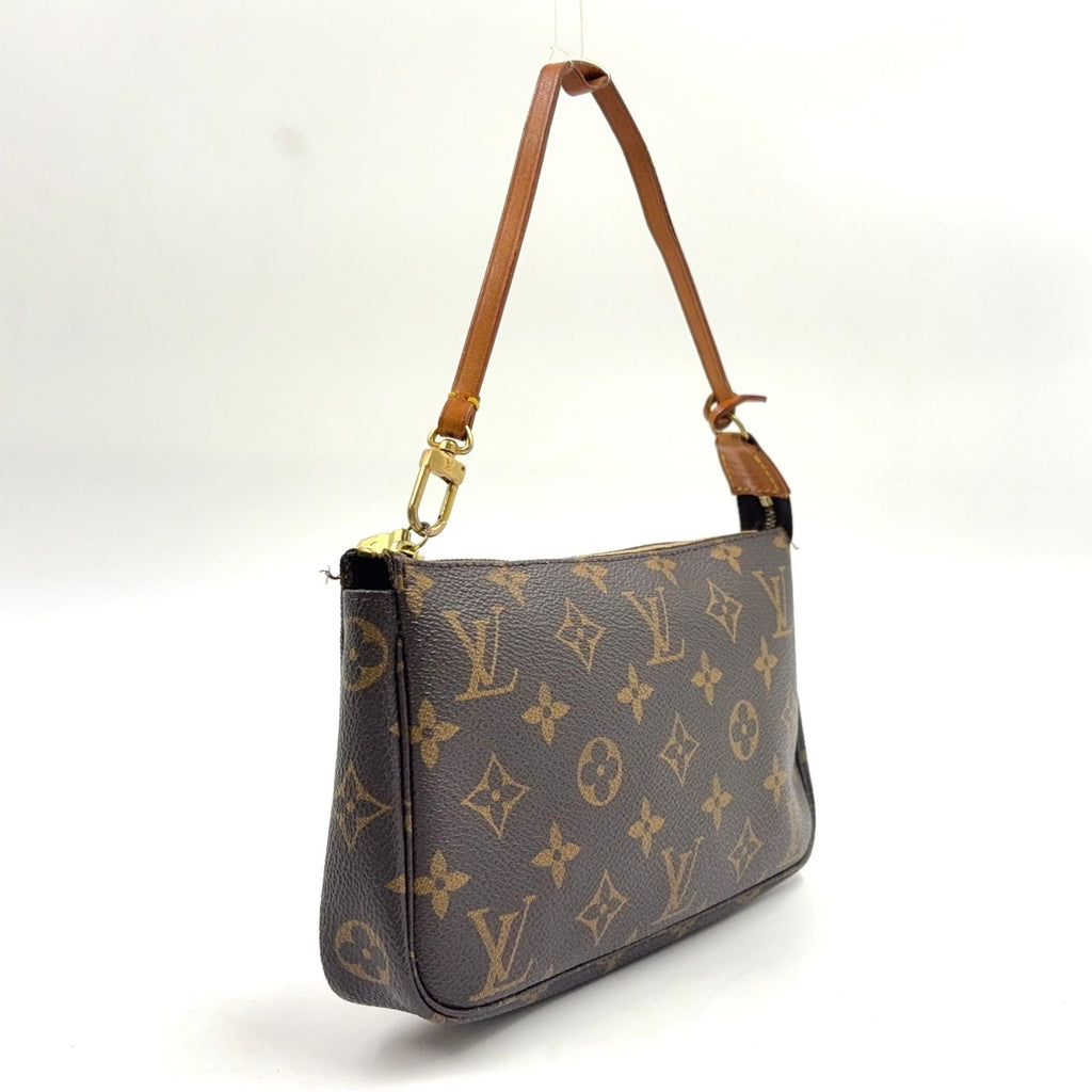 Louis Vuitton Pochette Soir Monogram Leather Brown Light Handbag Gold — view 2