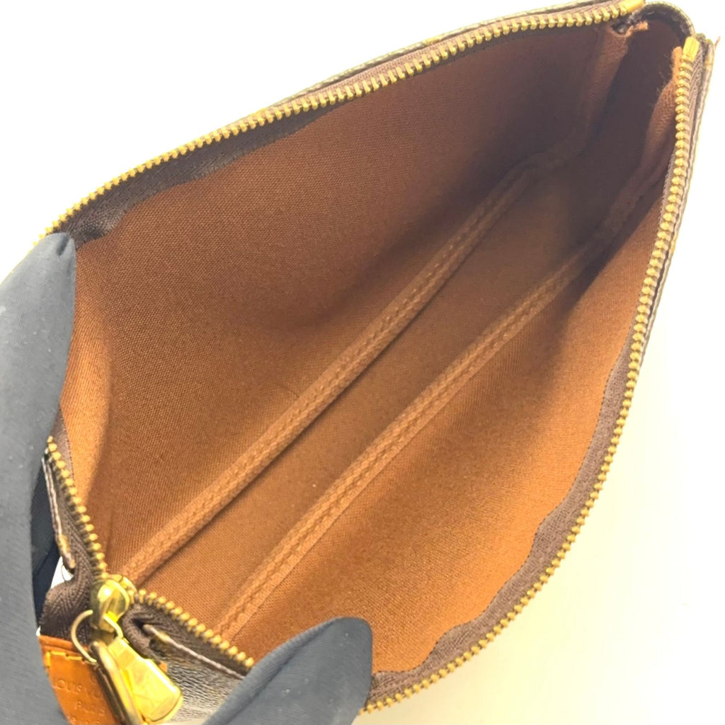 Louis Vuitton Pochette Soir Monogram Leather Brown Light Handbag Gold — view 3