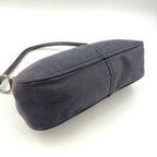 Prada Front Pocket Leather Denim Black Shoulder Bag Silver — view 7