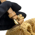 Prada Crochet Letter Ring Logo 2-Way Leather Raffia Beige Light Brown Handbag — view 6