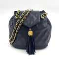Chanel Quilted Tassel Lambskin Black Chain Shoulder Bag Gold
