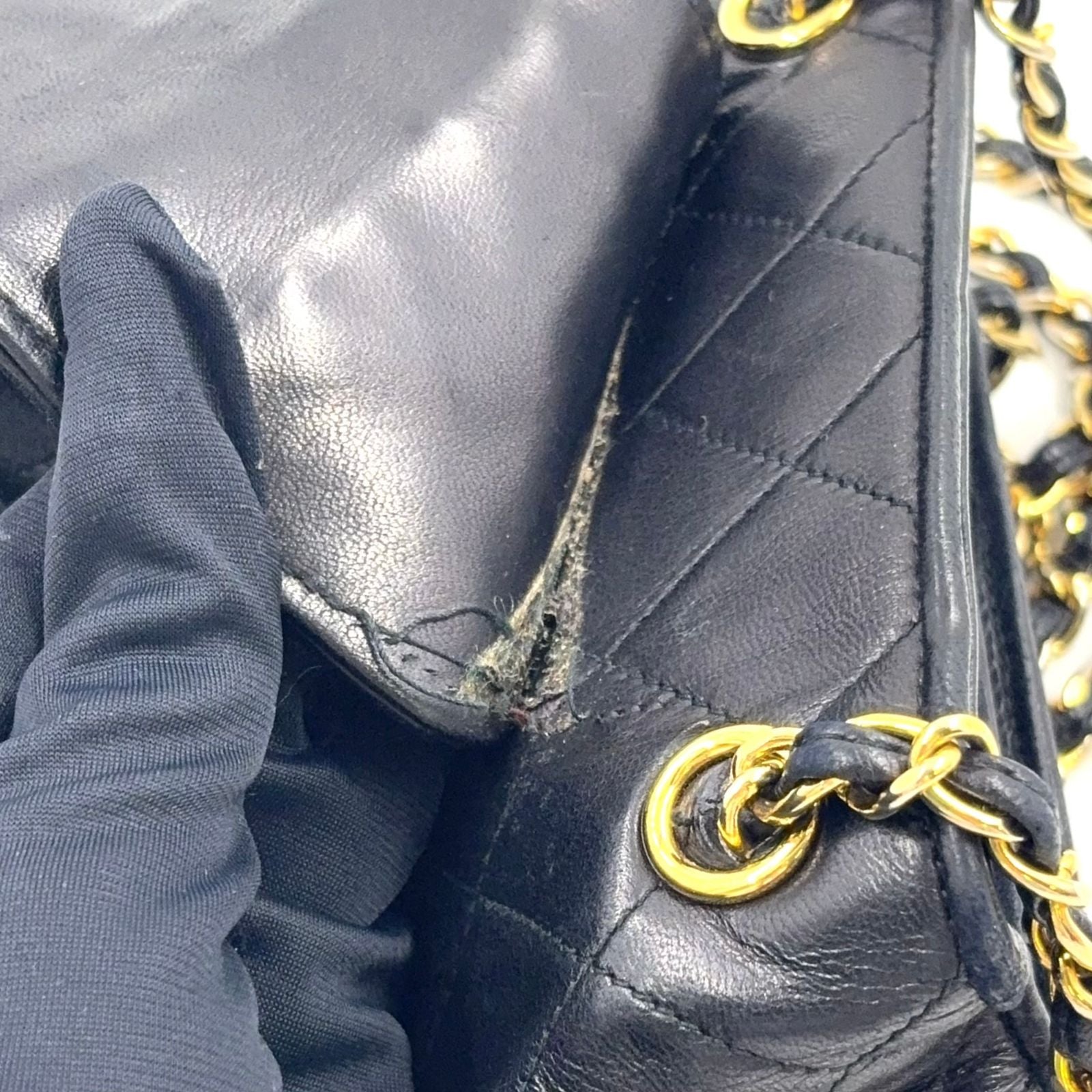 Chanel Quilted Tassel Lambskin Black Chain Shoulder Bag Gold — view 6