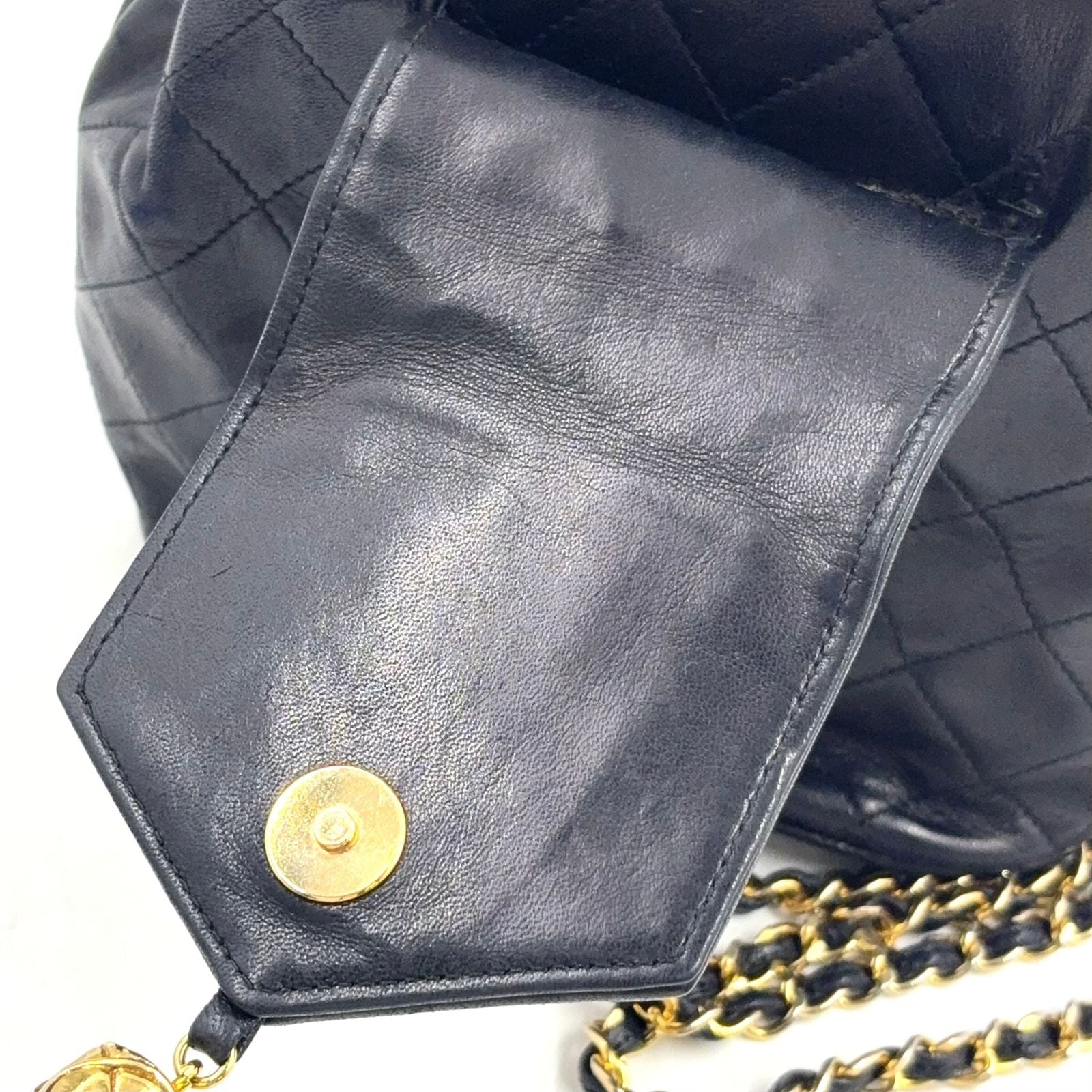 Chanel Quilted Tassel Lambskin Black Chain Shoulder Bag Gold — view 7
