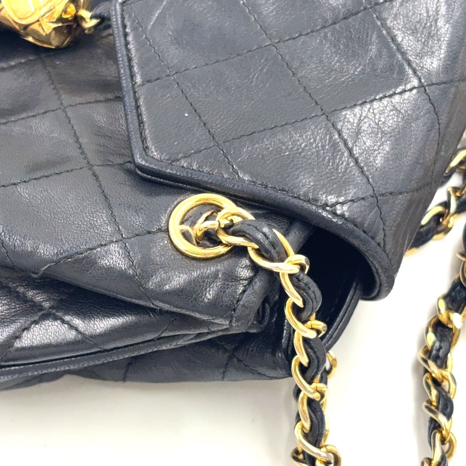 Chanel Quilted Tassel Lambskin Black Chain Shoulder Bag Gold — view 8