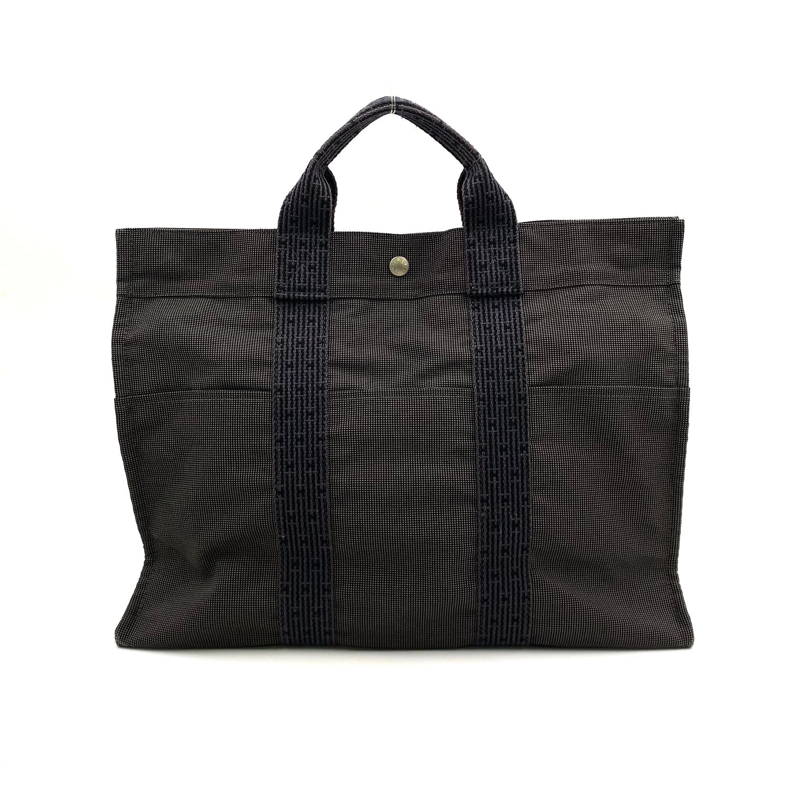 Hermes Her Line Tote Bag MM Canvas Gray Silver