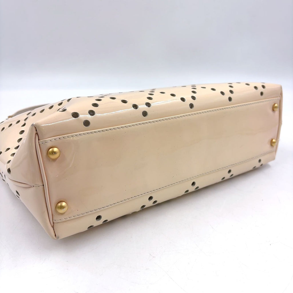 Chanel CC Logo Perforated Enamel Leather Beige Tote Bag Gold — view 7