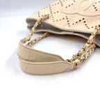 Chanel CC Logo Perforated Enamel Leather Beige Tote Bag Gold — view 5