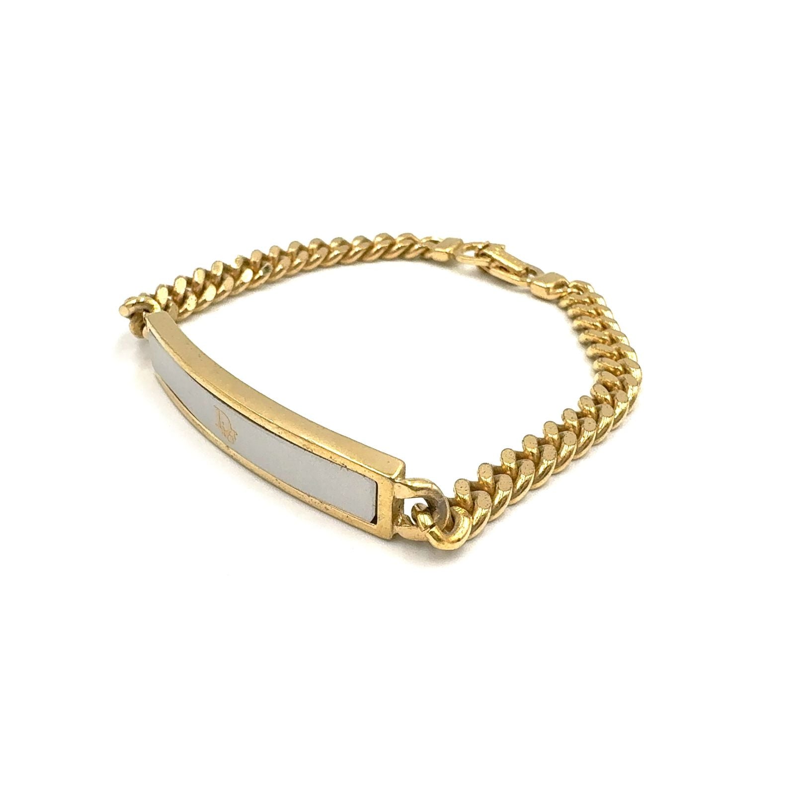 Dior Logo Plate Metal Gold Plated Silver Bracelet — view 2