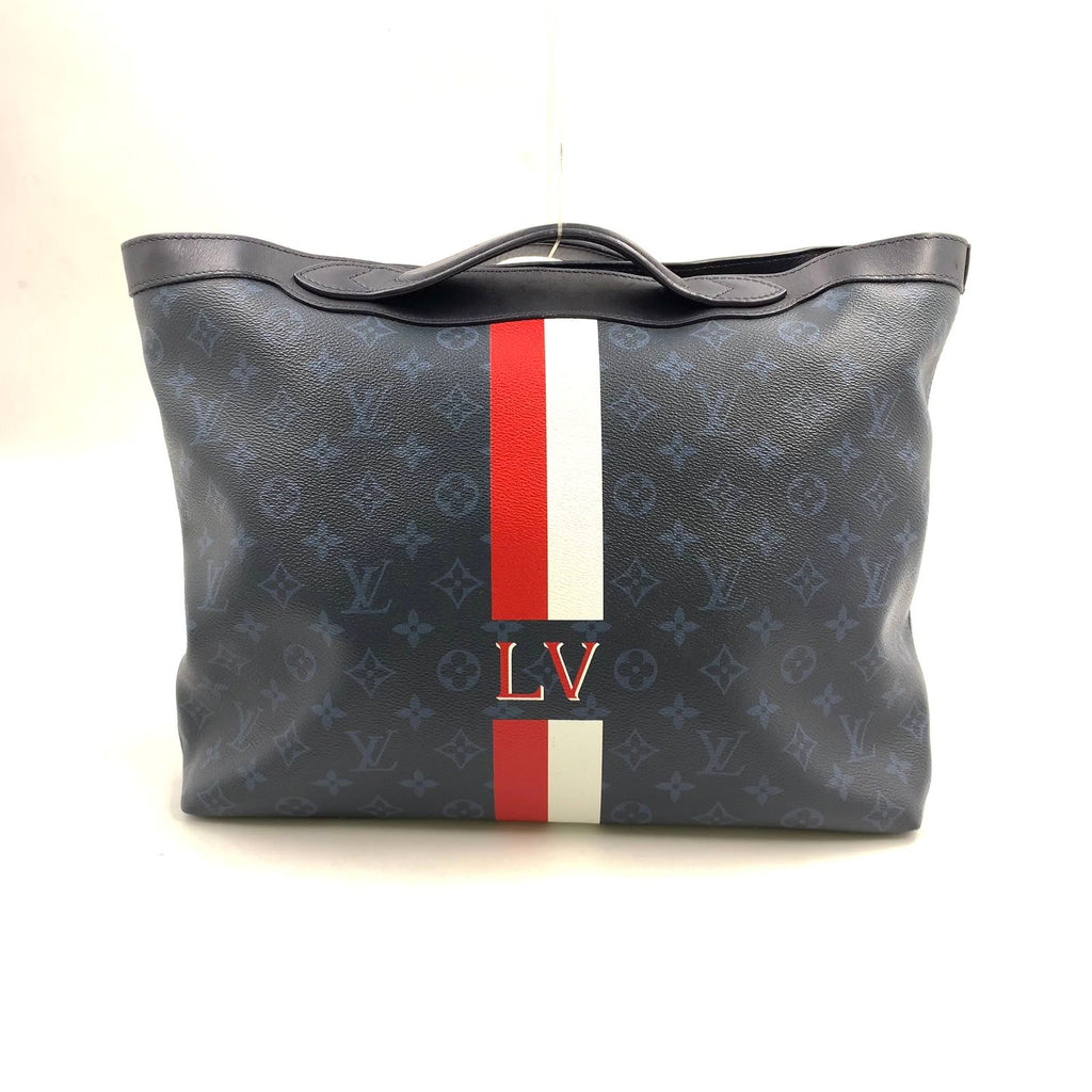 Louis Vuitton Ultralight Monogram Cobalt Leather Navy White Red Tote Bag